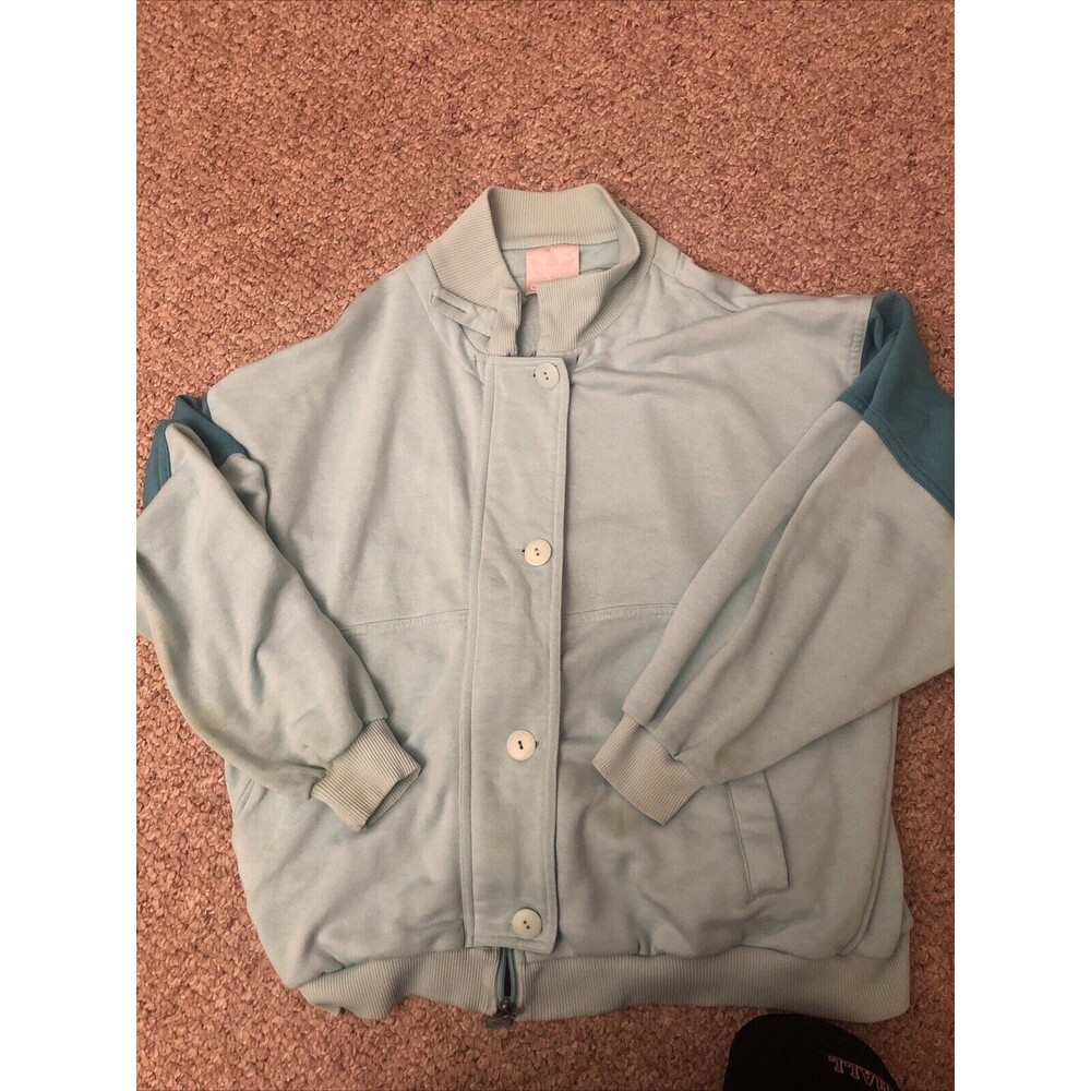 Vintage Adidas Rare Zip Button Up Warm Up Jacket Size Large Green Made In Taiwan